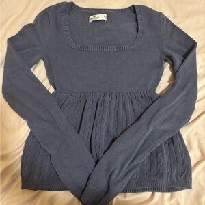hollister blue babydoll cable knit sweater